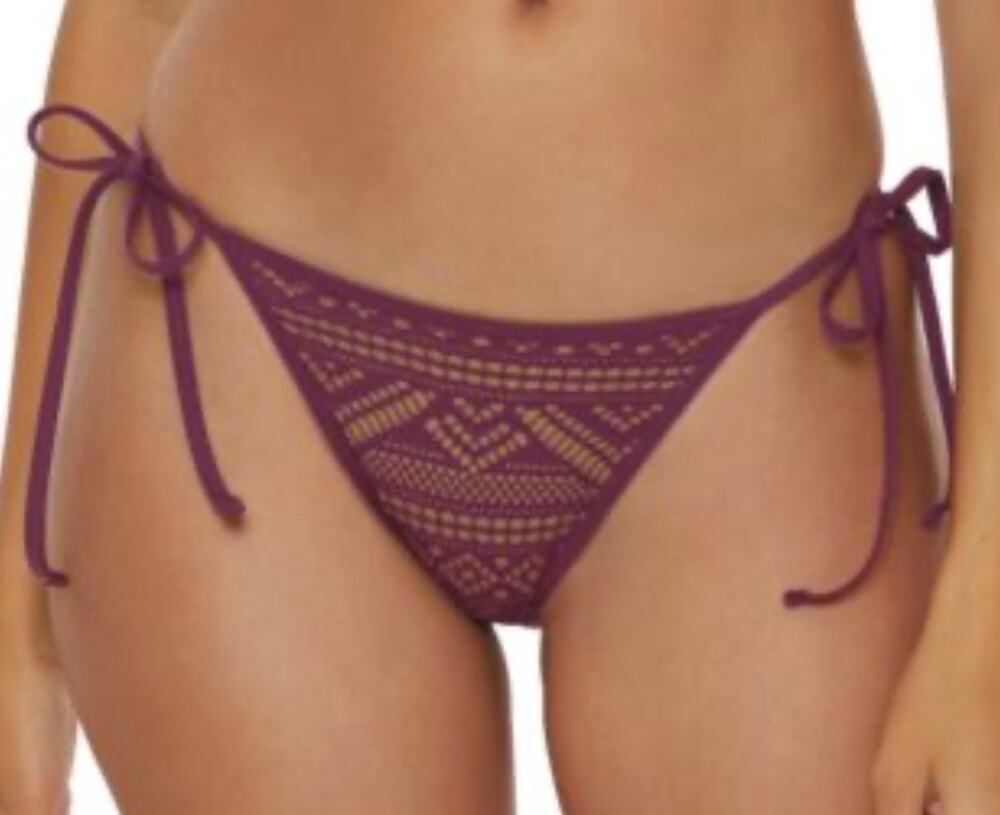 Becca Aubergine Color Play Crochet Side Tie Bikini Bottom L NWT